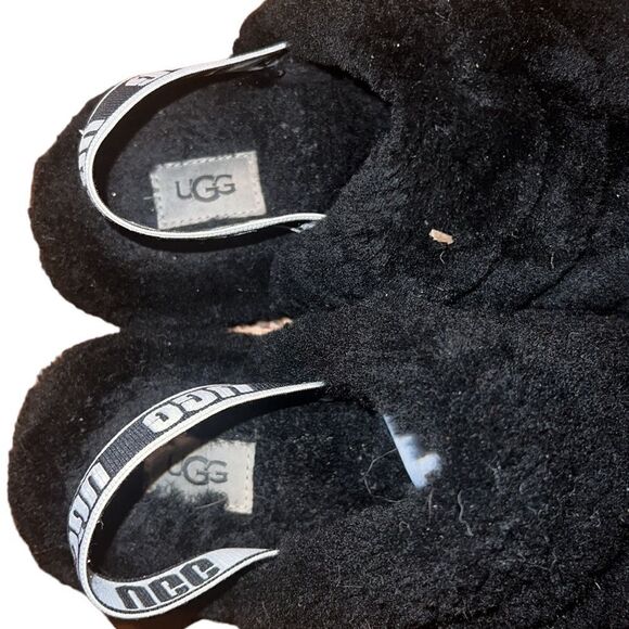 Ugg Black Fur Slides Sandals Size 4 - Picture 4 of 6